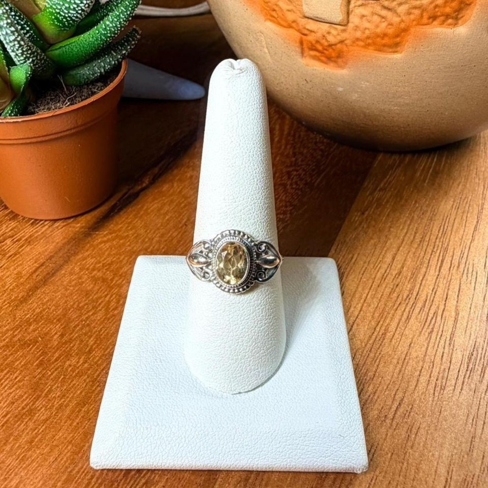 Citrine Ring - Size 8 - .925 Sterling Silver
